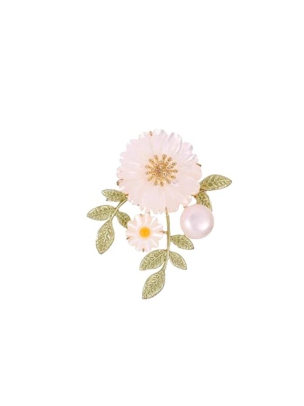 Vintage Daisy Flower Brooch with Pearl Charming Floral Lapel Pin for Women
